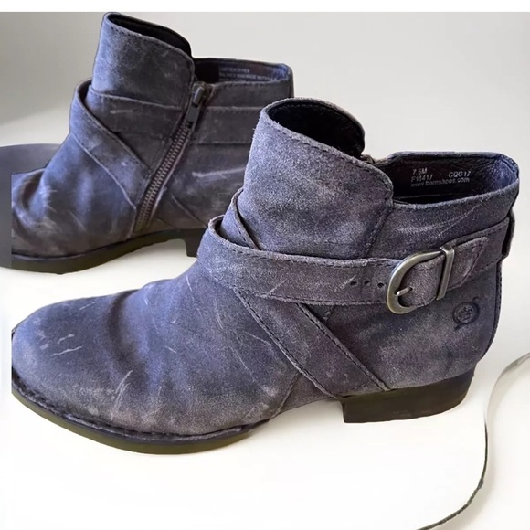 Born Brown Leather Boots Sz 7.5 Womens Distressed Buckle Straps Boho Festival - Picture 1 of 9